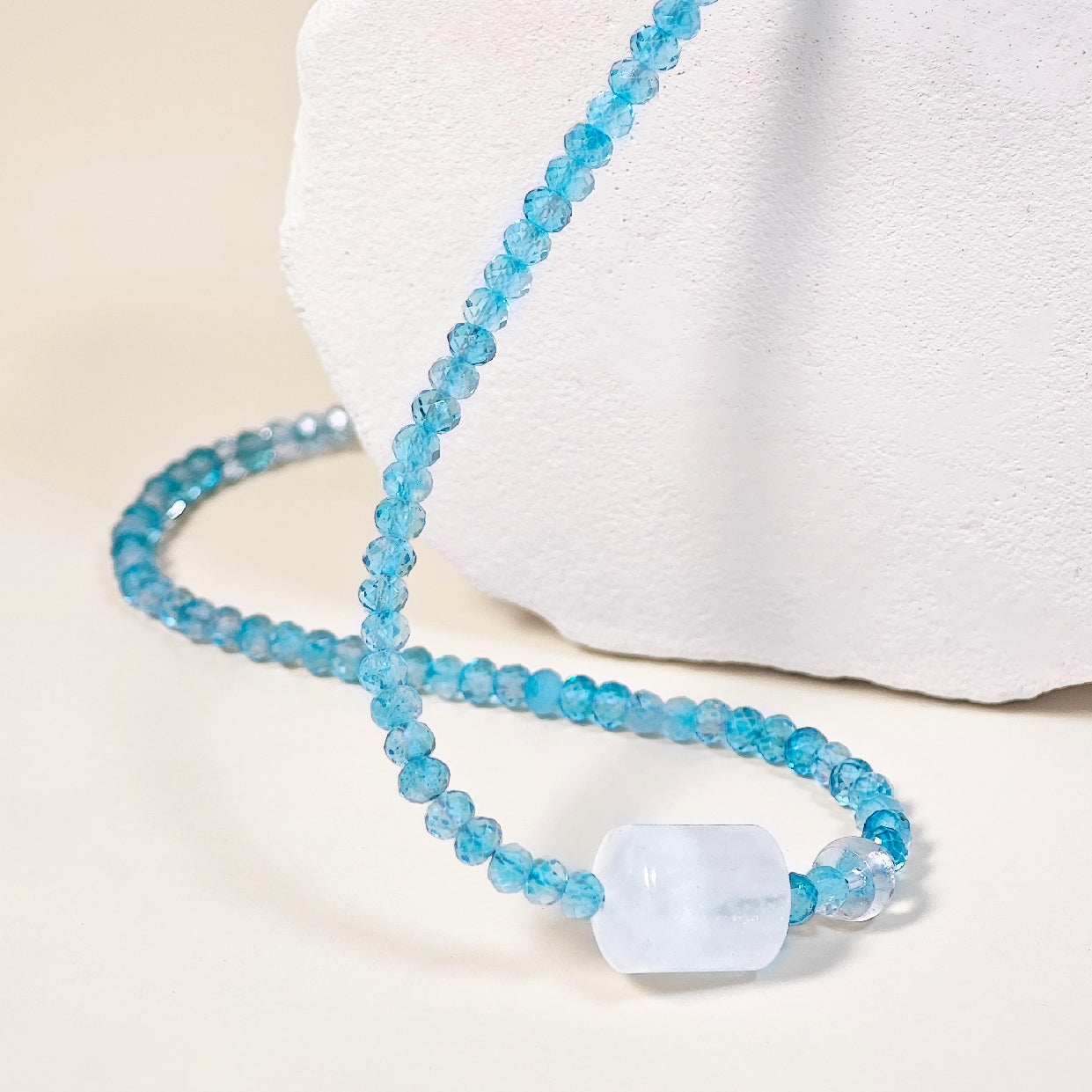 Glow of Azure Sky Blue Topaz Necklace