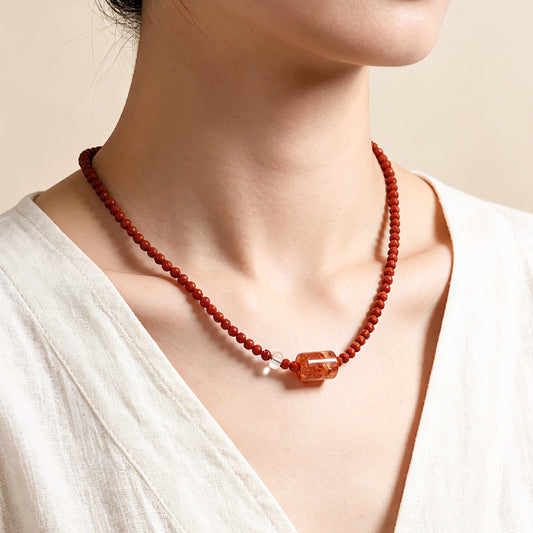 Glow of Rosy Dawn Southern Red Agate Necklace
