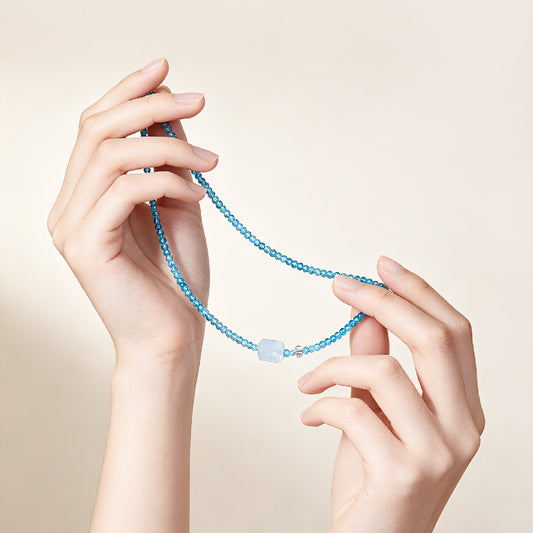 Glow of Azure Sky Blue Topaz Necklace